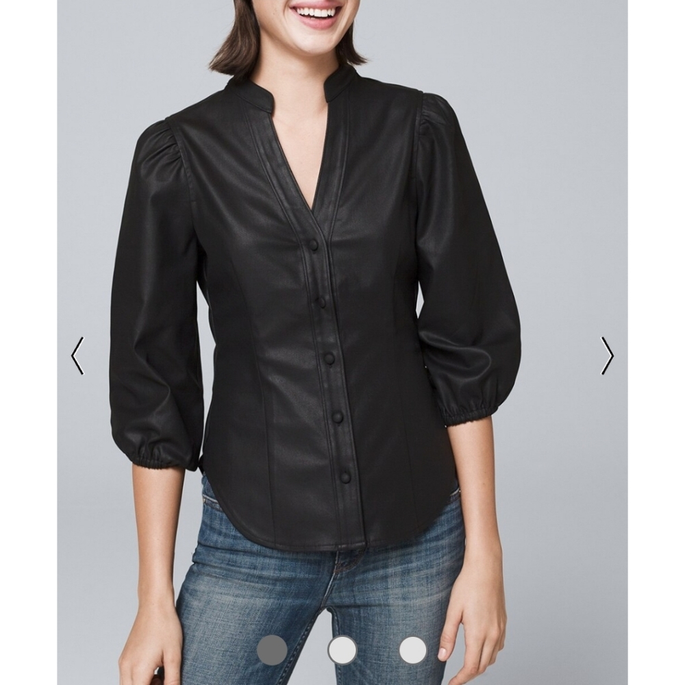 NWT White House Black Market coated denim top